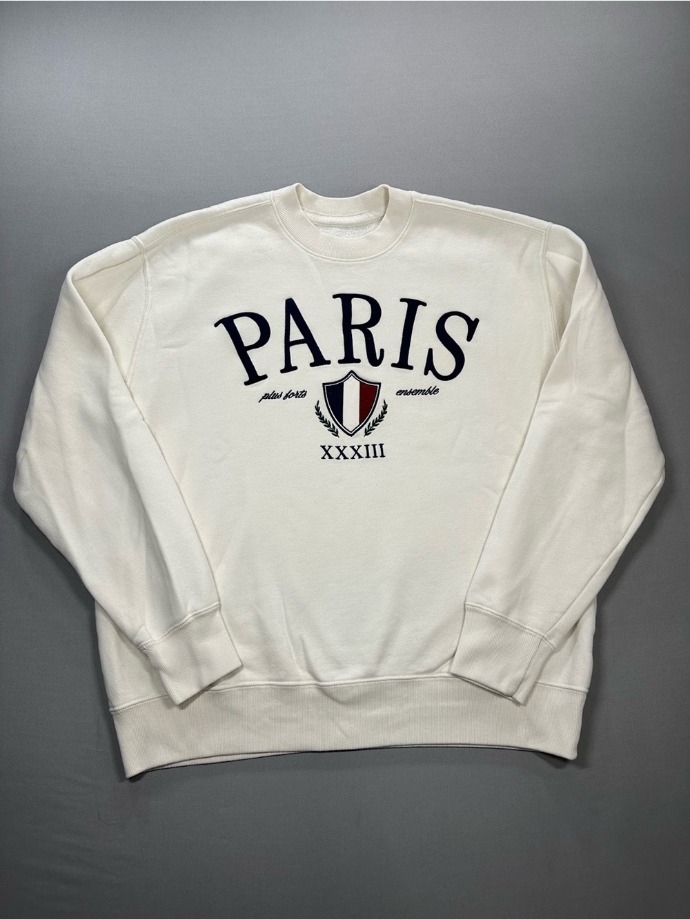 Hollister Relaxed Fit Crewneck Paris Sweatshirt, Embroidered - Womens Medium